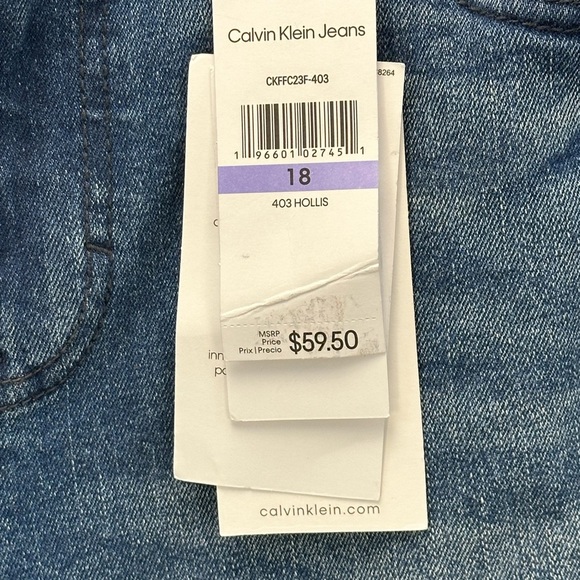 Calvin Klein Jeans Big Boys Slim Straight Distressed 403 Hollis Jeans - size 18 - Picture 10 of 15